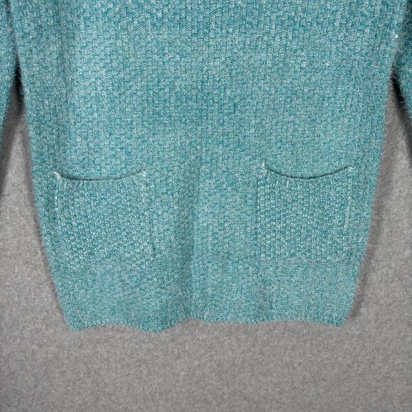 Angel Eye‎ Sweater Small Blue Waffle Tunic Pocket Smock Fuzzy Career Lounge Long - Picture 3 of 10